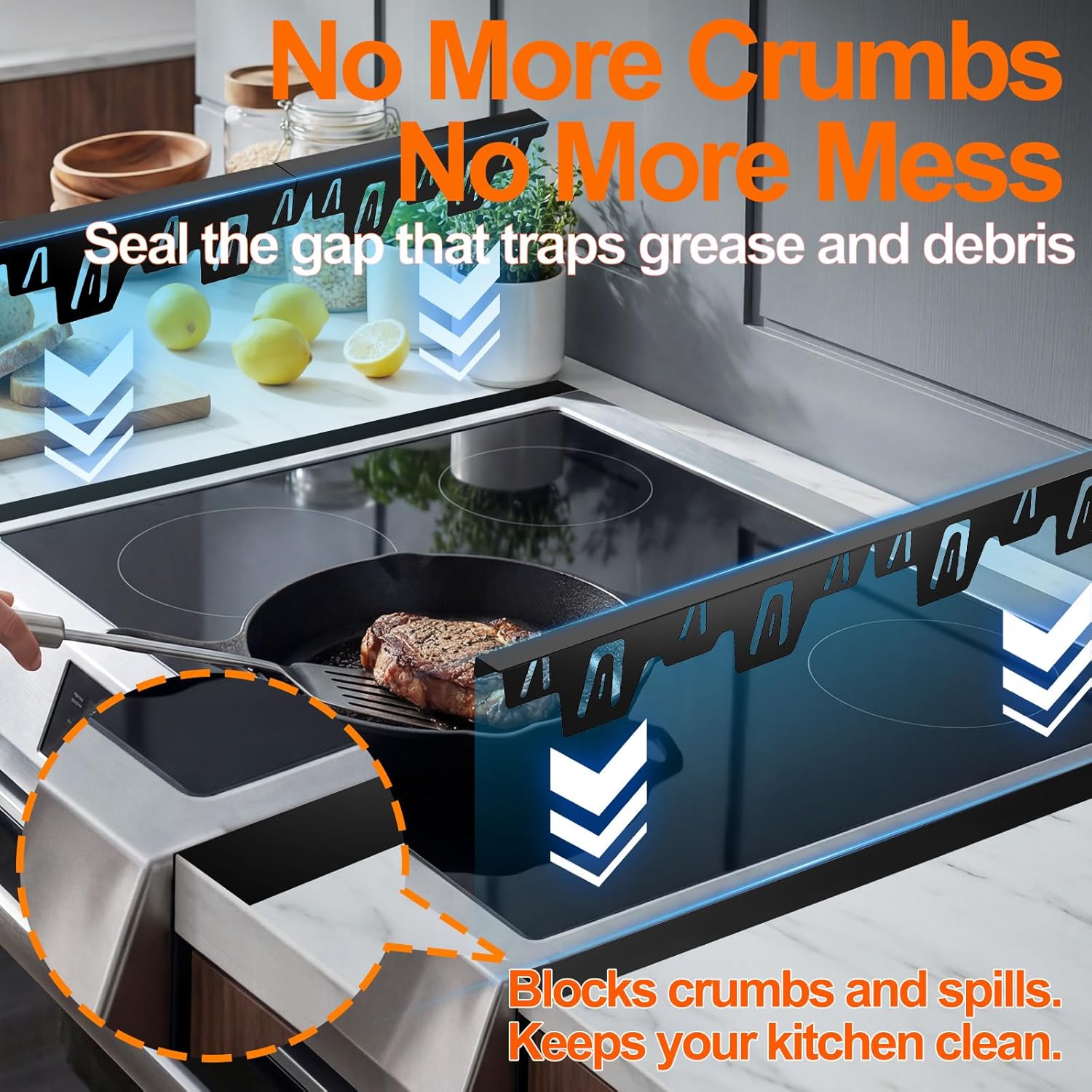 Stove Gap Covers Stainless Steel, 2 Pack Upgraded Stove Gap Filler for Gap Between Stove and Counter, Range Trim Kit Fits Up to 26 Inch & 0.6 Inch Width, Stove Counter Gap Cover