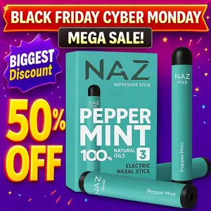 NAZ Electric Nasal Inhaler Stick - Portable Essential Oil Aromatherapy Vaporizer for Sinus Relief Congestion Energy Boost Non-Medicated Cool Refreshing 3-Pack Mixed Fruit Flavors Natural Menthol Peppermint Camphor