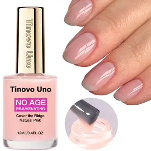 Tinovo Uno New Arrival NO AGE Natural Pink Nail Strengthener - Jelly Texture, Quick-Dry Formula for Smooth & Shiny Nails, Covers Fine Lines & Wrinkles, Nail Growth Care, Sleek Bottle Design with Original Logo Cap, Glossy Finish, Nail Care Liquid