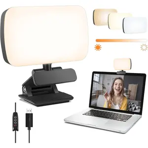 Video Conference Lighting, Webcam Lighting for Remote Working, Zoom Lighting for Laptop/Computer, Zoom Calls, Live Streaming, Self Broadcasting, Video Light for Zoom Meeting with Sturdy Clip