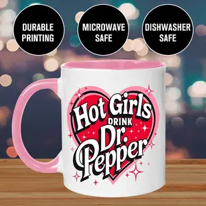 Dr Pepper Ceramic Mug Hot Girls Drink Dr Pepper Microwave Safe Dishwasher Safe Durable Printing Trendy Coffee Cup for Baddies Cute Desk Decor