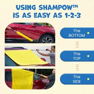 Shampow Car Drying Towel with Pole, Streak Free, Lint Free, Reusable  - Car Accessories, Bath Towels, Microfiber Cleaning Cloth for Car, Truck, SUV - One Pass is All You Need