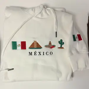 Mexican Hoodie - Black, Chocolate, pearl white, Mexican flag, sombrero, Chichen itza, cactus