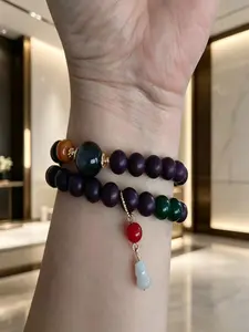 1 handmade double-layer Luoshen Red Calyx Fulu Herbal Fragrance Wood Bead Bracelet, suitable for daily wear and gifting, suitable for both male and female wooden fragrance jewelry