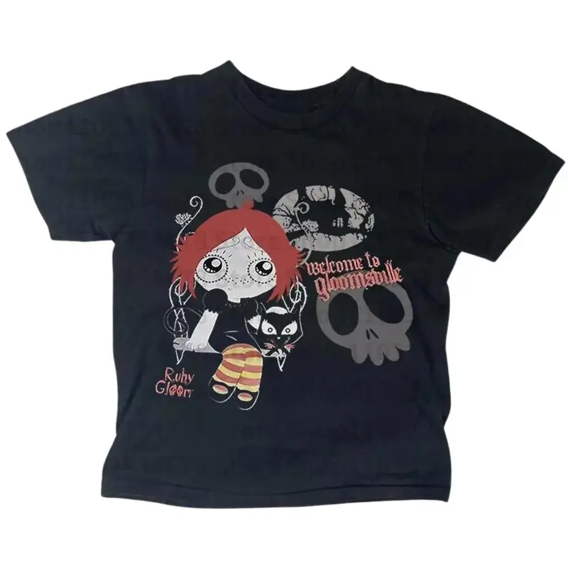 Vinatage Ruby Gloom Baby Tee, Retrto Women Shirt, Y2k Baby Tee, Vintage Casual Short Sleeve, Y2k Clothes Punk, Gothic Emo Girl Tops, Gift For Girlfriend Cotton Womenswear