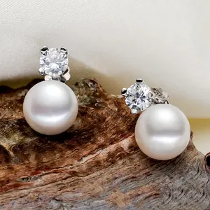 Round Pearl & Diamond Double Stud Earrings - Quiet Luxury Trendy It Girl Elegant Versatile Women's  Jewelry Gifts