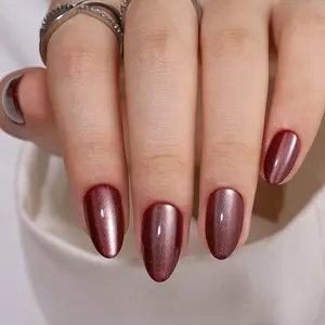 Garnet Gleam Press On Nails | CurvLife Nail | 24pcs Medium Coffin Fake Nails | Glossy Finish with Radiant Shine & Deep Hue | Easy to Apply, Comfortable & Long-Lasting | Perfect for Daily Wear, Business Meetings, Banquets & Elegant Occasions