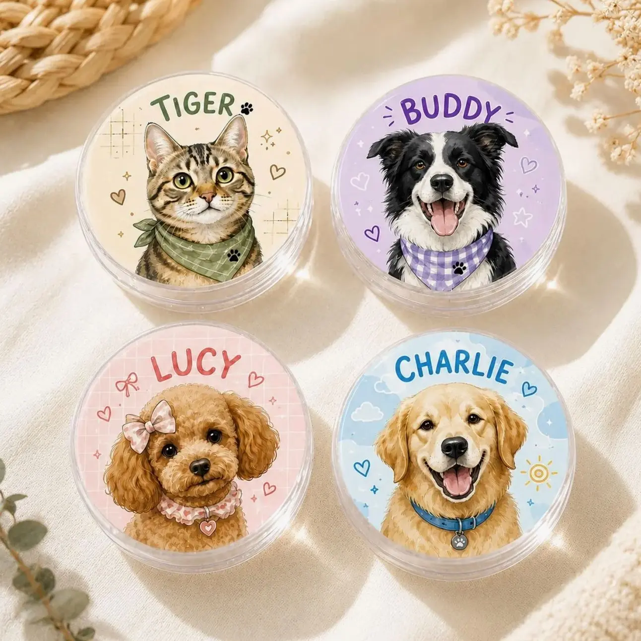 Personalized Pet Phone Grip, Pet Photo & Name iPhone Pop Socket, Aesthetic Cottagecore Phone Stand Holder, Dog Cat Mom Gift