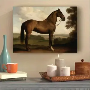 A Wooden Frame Vintage Horse Riding Oil Painting Canvas Art Poster - Classical Horse Theme, Suitable for Modern Home or Bedroom Decoration, Indoor Use, Bedroom Wall Art| Horse Riding Theme|Detailed Horse Portrait, Horse Decoration, Art Canvas Prints
