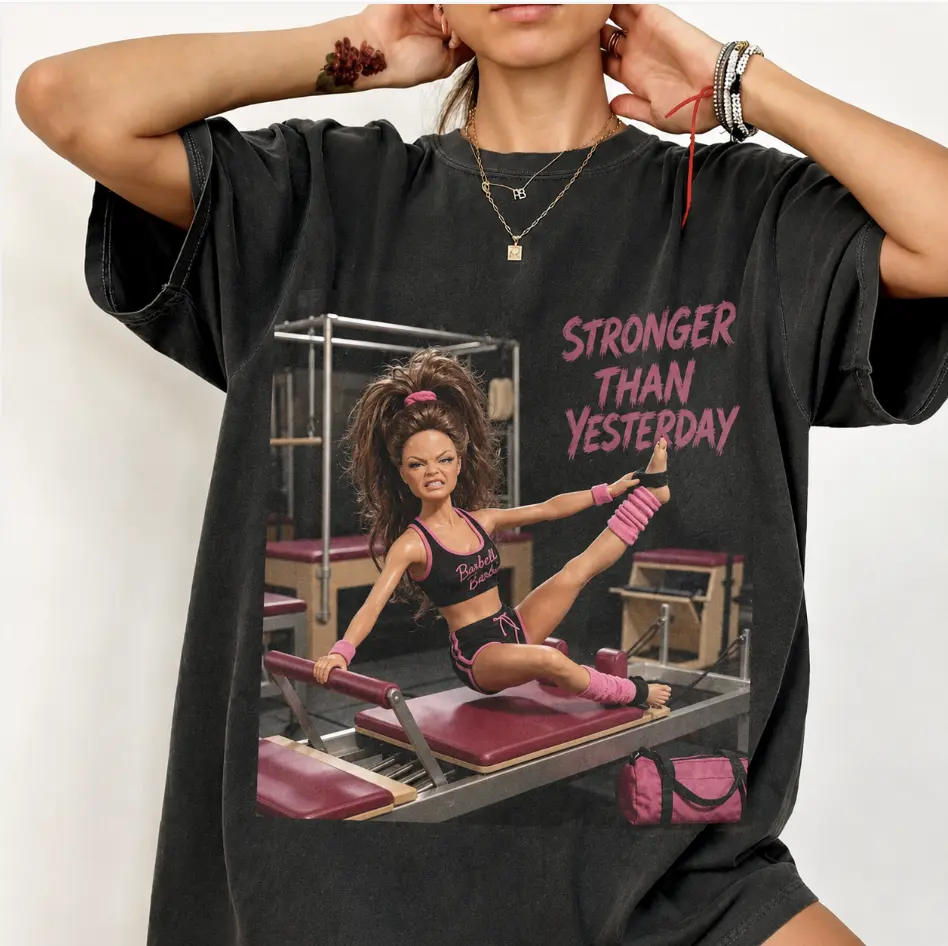 Stronger Than Yesterday Shirt, Funny Gym Girl Tee, Women's Fitness Graphic T-Shirt, Pilates Workout Shirt, Gym Lover Gift, Motivational Apparel