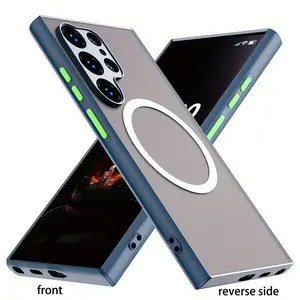 Magnetic for Samsung for Galaxy S26 S25 S24 S24 FE S23 Ultra S22 Ultra  Plus A06 A16 A05 A55 (Compatible with MagSafe) (12 FT Military Grade Drop Protection) Slim Translucent Matte Shockproof with Anti-Fingerprint Phone Case Cover
