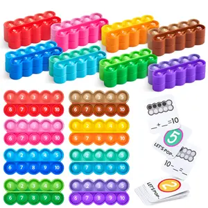 JoyCat Ten-Frame Math Learning Tools for Elementary, 10 Frames and 20 Task Cards, Durable Math Counting Games, Preschool Classroom Learning Activities