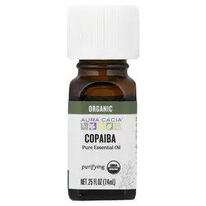 Aura Cacia Pure Essential Oil, Organic Copaiba, 0.25 fl oz (7.4 ml)
