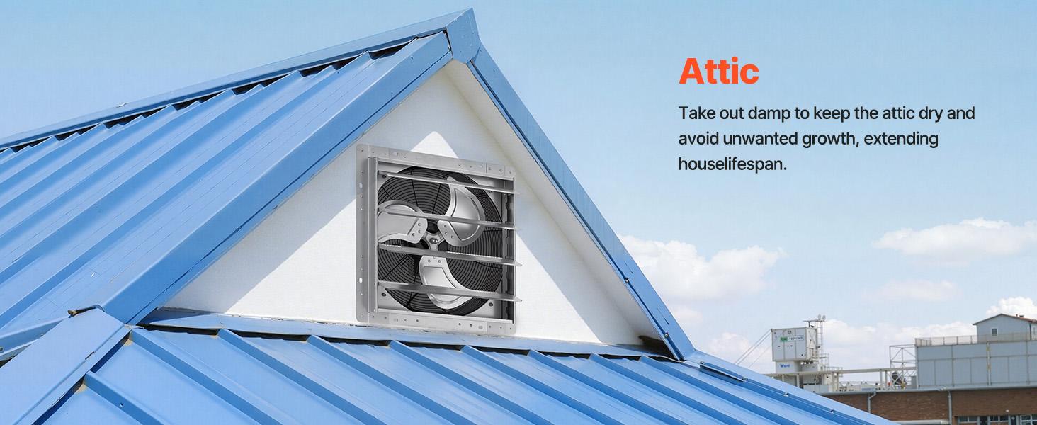 VEVOR 18-Inch Wall-Mounted Ventilation Fan with Auto Louvers, Sturdy Steel Frame, 3051 CFM Flow, Low-Noise AC Motor, Silver - Home Cooling Solutions for Attic, Garage#BacktoSchool