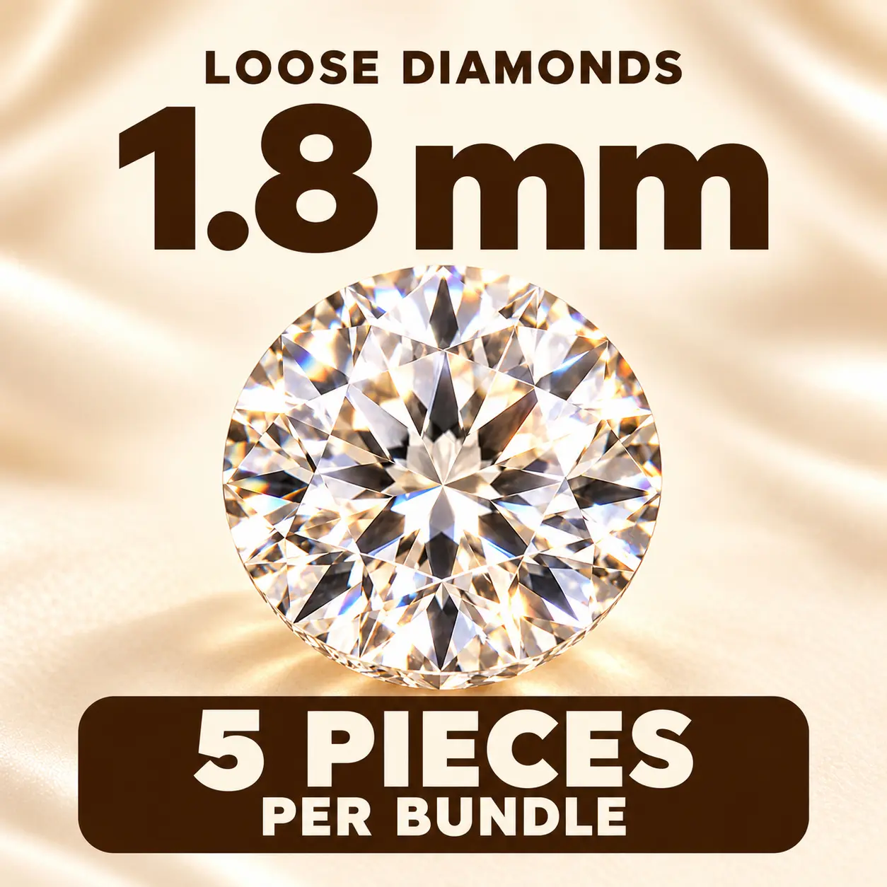 1.8mm Lab-Created Semi-Finished Melee Diamonds, 5 Pieces, D-E Color, VS+ Clarity, Customizable DIY Beads Set, Jewelry Making Supplies, Craft Embellishments, Jewelry Components for Make Bracelets