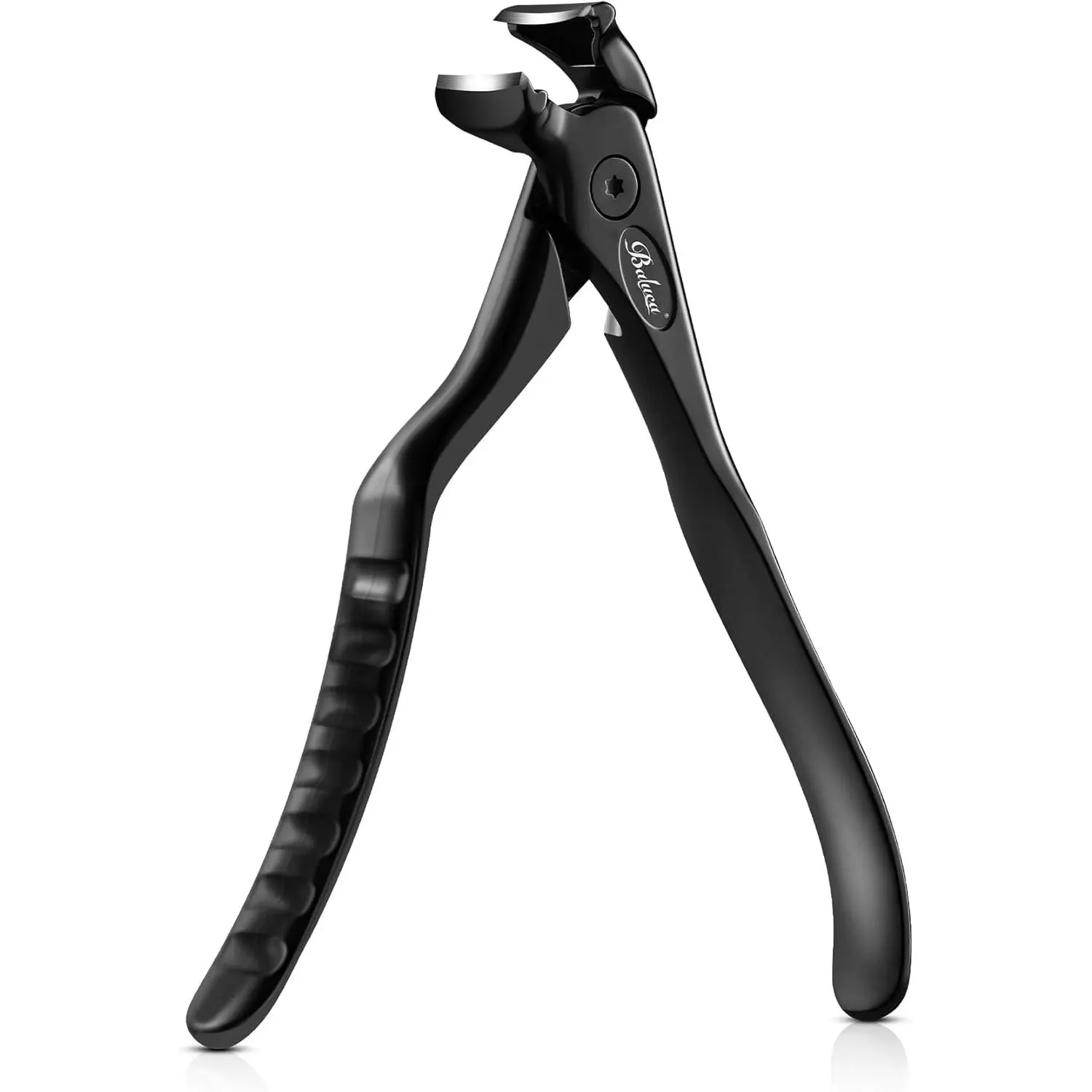 BALUCA Ergonomic Design Nail Clipper Set for Nail Care - Long Handle Tool for Seniors, Thick Toenails & Fingernails, Built-in Clippings Catcher, Precise Cuts, Trim Small Parts, Easy Maintenance (Black)