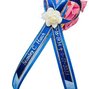 12pcs Memorial personalized rosaries, funeral double ribbons