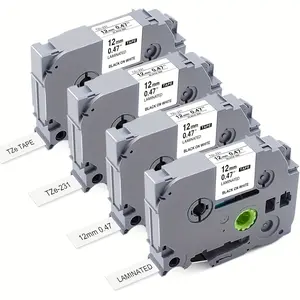 TZE-231 Compatible Label Tape Replacement for Brother TZe-231 TZ-231 Laminated P Touch Label Maker Tape, Black on White, for PT-D200 PT-D210 PTH100 PT-D400, 0.47" x 26.2'(12mm x 8m) Smooth Throttle