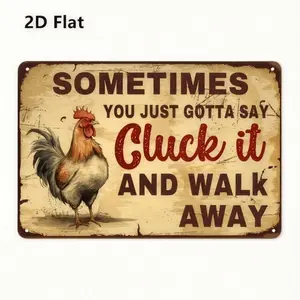 Humorous Rustic Wall Decor Featuring Chick and Rooster Illustration for Home Bar Cafe and Farmhouse