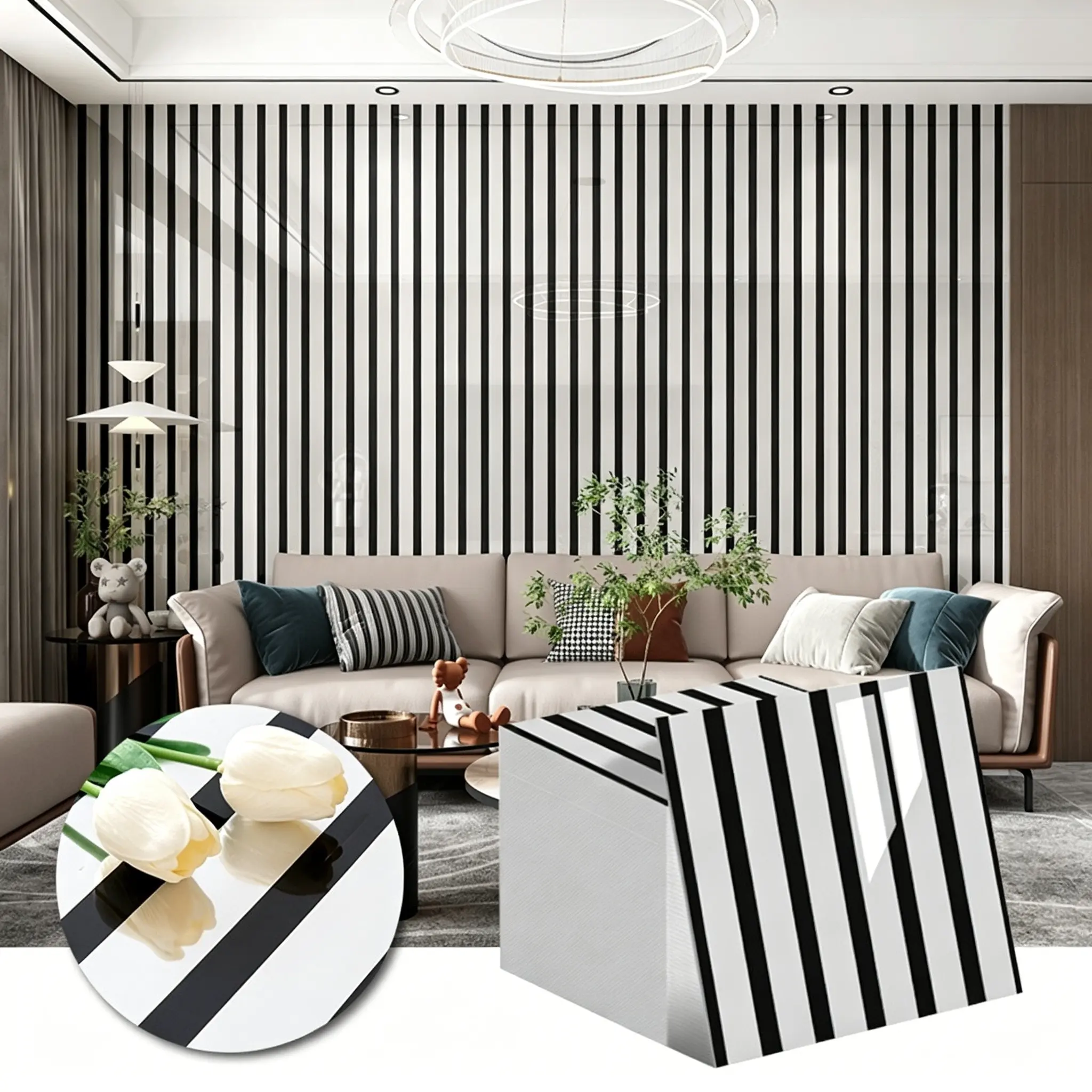 50pcs Gold Foil Wood Grain Self-Adhesive 3D Wall Stickers, 30cm X 30cm, Easy Install, Bathroom, Kitchen, Bedroom, Living Room Decor