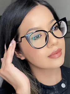 Women's Tr90 Cat Eye Anti-Blue Light Glasses, Metal Hinge, Transparent Lenses, Casual Style, Lightweight Durable Glasses, Perfect for Computer, Reading, Gaming