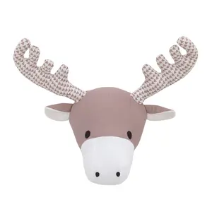 NoJo Brown and White Moose Plush Head Wall Decor
