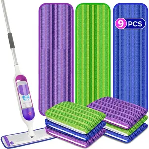 9 Mop Pads for Swiffer PowerMop: Papclean Reusable Wet Pads Refills Microfiber Washable Mopping Cloths for Multi-Surface Hardwood Floor Cleaning Mop Head Refill