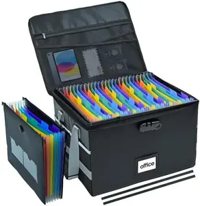 File Box with Hanging Folders Important Fireproof Document Organizer with Lock Collapsible Portable File Box with Handle for  or Office for Hanging Letter & Legal Folder