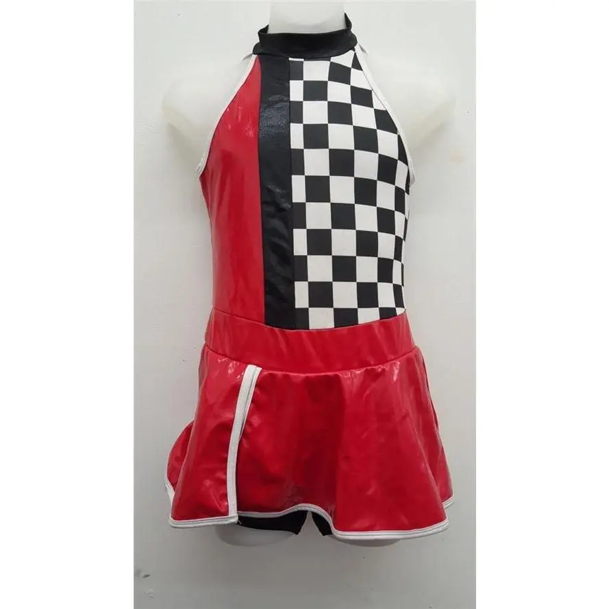 Pre-Owned Costume Large Adult Red Curtain Call E1792 Jazz Tap Musical Theater Racecar Pleather Romper