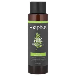 Soapbox Thick & Full, 2-In-1 Shampoo + Conditioner, Oak & Cedar Leaf, 16 fl oz (473 ml)