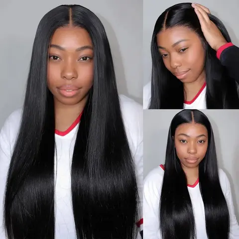 Charmanty 100% Virgin Human Hair Glueless Lace Front Wig - 7x5 Pre-Cut Pre-Plucked HD Invisible Natural Part, 200% Density Silky Straight, Mini Knots, Beginner Friendly for Parties & Everyday Wear, Fast Shipping, Restylable