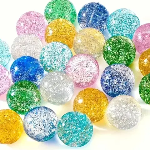 30pcs Vibrant Glitter Bounce Balls,Assorted Colors, Rubber Party Favors,Perfect For Birthday Goodie Bags, Family Reunions, School  Prizes And Easter Celebrations,Fun Holiday Gifts For Family And Friends