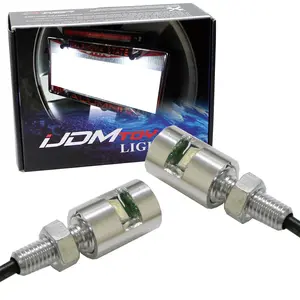 iJDMTOY 12V Xenon White 5730-SMD Bolt-On LED License Plate Lights For Car Truck ATV Motorcycle Bike, etc (Chrome Finish)