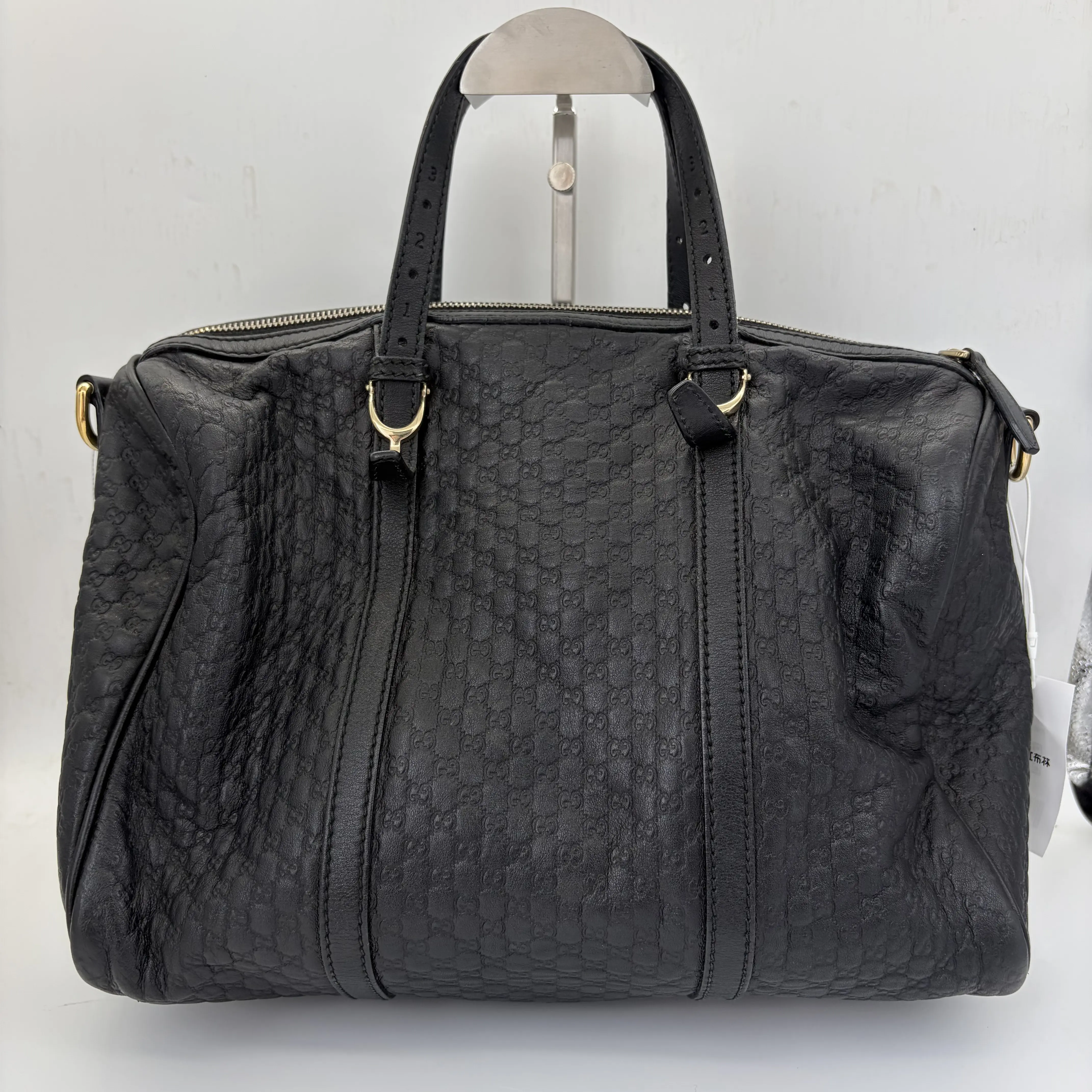 Pre-owned GUCCI Micro Guccissima Boston Bag (Black)