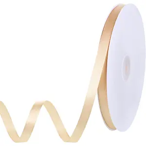 120 Yards Champagne Ribbon 3/8 Inch Thin  Satin Ribbon Craft Fabric Ribbons for Hair Bow Making  Wrapping Floral Bouquet Party Birthday Graduate  2025 Decorations