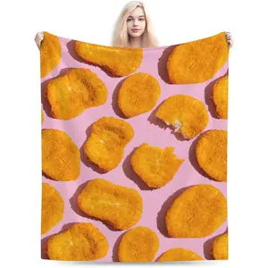 Chicken Nuggets Blankets for Kids Boys Girls Gift 60"x80", Christmas Birthday Funny Food Stuffed Super Soft Flannel Blanketss for Bed Couch and Sofa