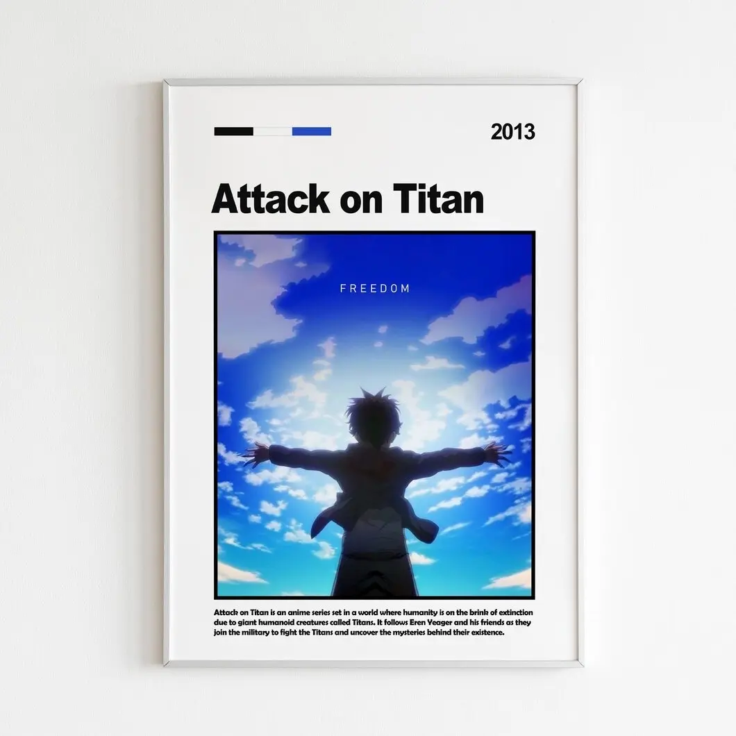 Attack On Titan Poster, AOT Anime Print, Manga Wall Art Prints Gift For Fans, Minimalist Posters Room Home Decor