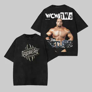 Retro GOLDBERG WWE Washed T-Shirt | Vintage Graphic Design | Iconic Wrestling Print | Classic Fan Apparel Cotton Fabric  Top