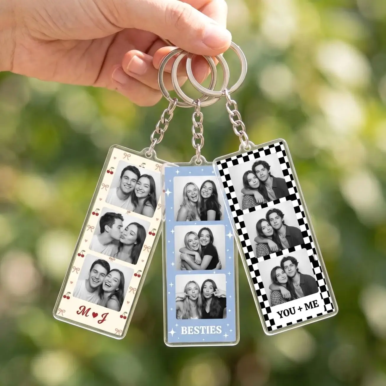 Custom Photobooth Keychain, Personalized Photo Gift for Boyfriend, Couples Picture Keyring, Anniversary Gift for Him, Film Strip Keychain