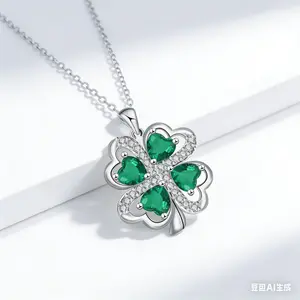 Lucky Four-Leaf Clover Necklace for Women Silver-Plated Copper Pendant Stainless Steel Chain 45cm Adjustable Exquisite Craftsmanship Birthday Gift for Girlfriend Best Friend Daily Commute Versatile