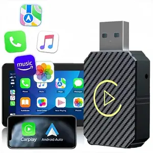 Wireless CarPlay Adapter 2026 Upgraded,CarPlay & Android Auto 2-in-1, Mini USB Design for Cars with Wired CarPlay,Fast Auto-Connect,Plug & Play,for iOS 10+, Android 11+ Version(Carbon Fiber Color)