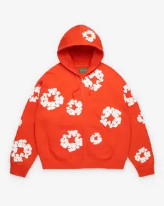 (SS26) Denim Tears Cotton Wreath Zip Hoodie Dark Orange
