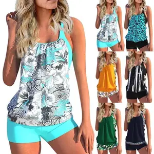 Womens Tankini Bathing Suits with Skirt Two Piece Tummy Control Swimsuits Ladies Swimwear Tankiniswimsets
