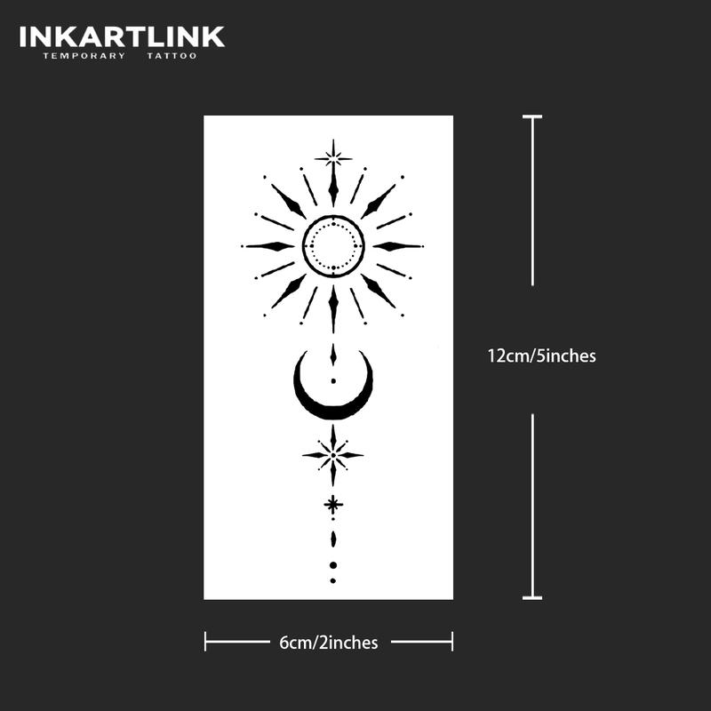 INKARTLINK Tattoo Tech, 2 Sheets Semi-Permanent Temporary Tattoos, Starry Night 2, Adult Art Design,Lasts 1-2 Weeks, Waterproof, Realistic Look, No Adhesive, No Reflection,For Man And Woman,Ideal for Swimming, Party