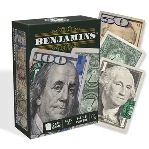 Benjamins Cash Cards - Fast-Paced Money-Themed Card Games for 1-8 Players Ages 8+ Easy to Learn Rules Included US Currency Artwork 10 Games Skill Speed Luck
