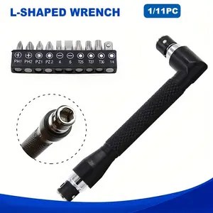 Hexagonal screwdriver bit 90-degree double-headed handle 6.35mm wrench tool black non-slip manual screwing accessory