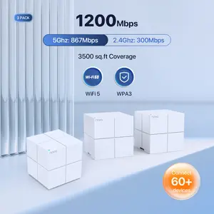 Tenda MW6（3-pack）Nova Mesh WiFi System MW6 - Coverage Area covers up to 3500 sq.ft - AC1200 Whole Home WiFi Mesh System - Beamforming- Gigabit Dual-Band Mesh Network - easy setup -Replaces Wireless Gaming Router and WiFi Extender - 3-Pack