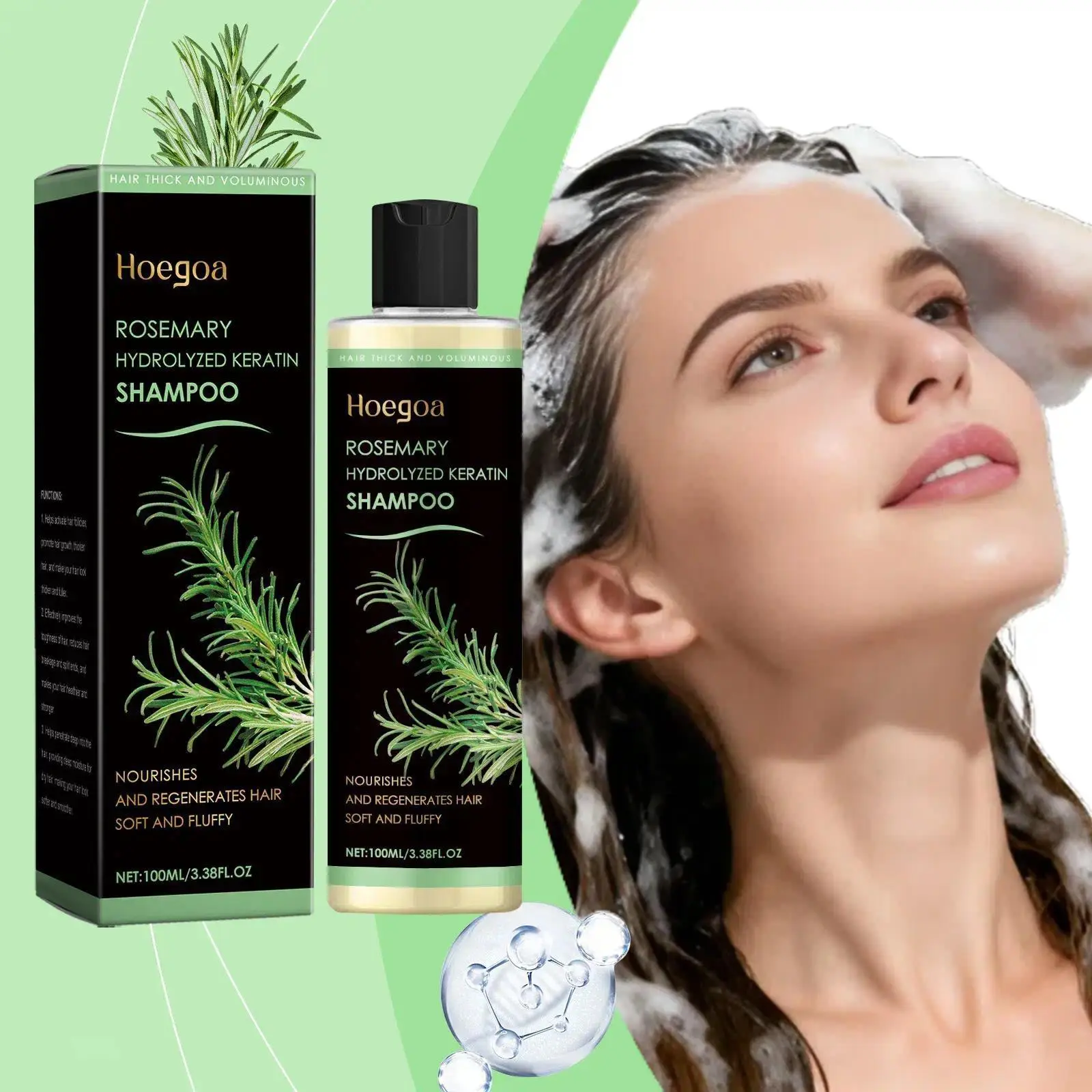 Organic Rosemary Hair Growth Shampoo and Conditioner Set, Plant-Based Cleanser Infused with Keratin and Glycerin, Hydrates, Nourishes, Repairs, Controls Frizz and Regulates Oil Moisture Nourishing