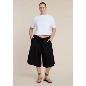ELOQUII Women's Plus Size Wide-Leg Drawstring Culotte
