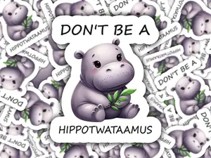 Funny Hippo Sticker